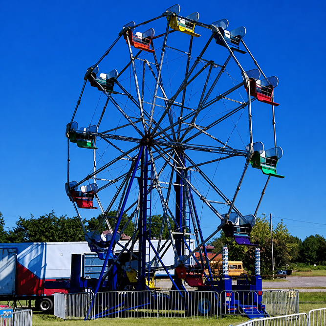 45-foot Ferris wheel set up at an outdoor festival in the St. Louis area